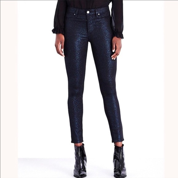 PAIGE Hoxton Ultra Skinny Night Violet Shimmer Glitter Denim - Picture 4 of 16